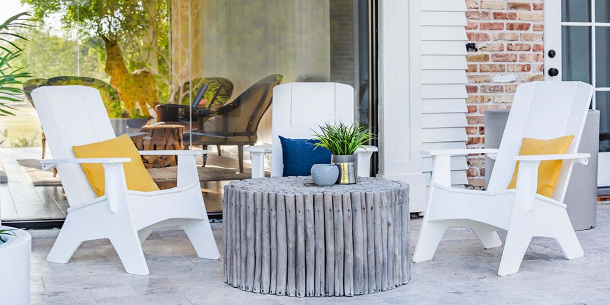 White Adirondack Chairs on the patio