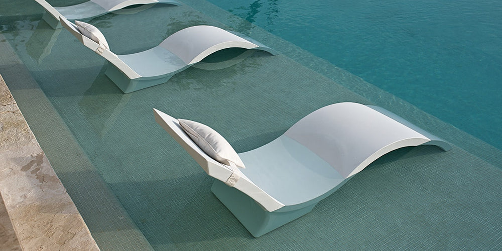 In-pool chaise loungers in the pool