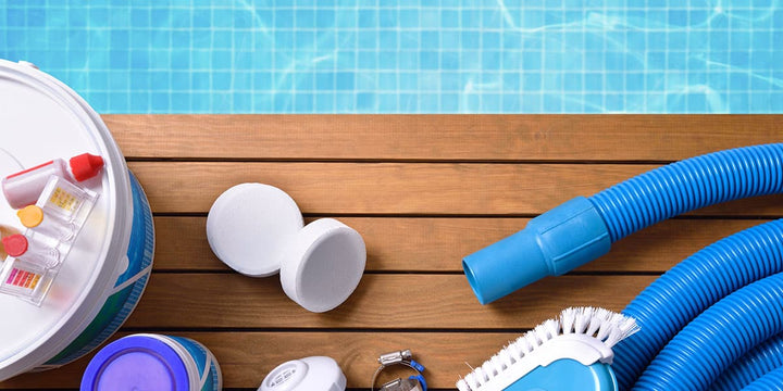 Pool equipment sitting on the deck