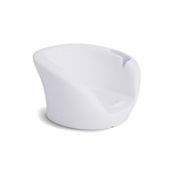 The Ledge Lounger Autograph Chaise Armrest Console is a modern, white, rounded lounge chair with a smooth design and low back, ideal for relaxing above water—shown against a plain white background.