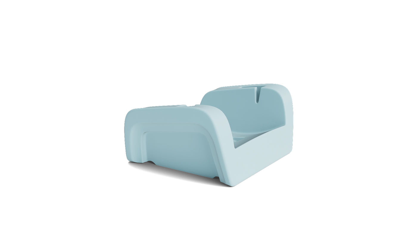 The Ledge Lounger Signature Chaise Armrest Console is shown against a plain white background. This stylish accessory adds comfort and function, making your relaxation or reading time by the pool even better.