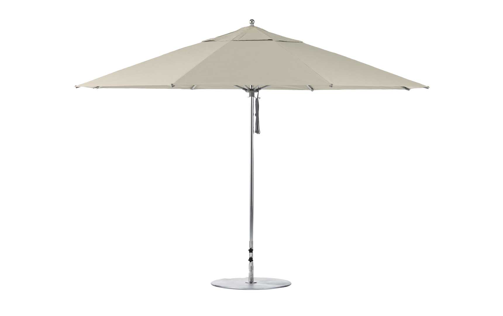 flat patio umbrella base with adustable pole 13' Octagon Pulley Essential Fiberglass Umbrella