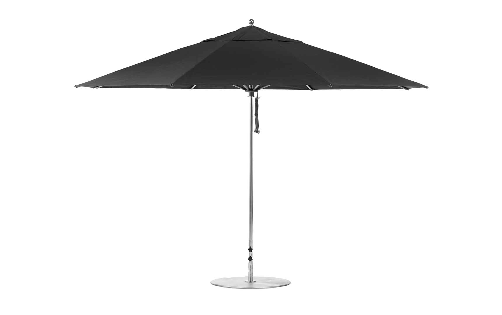 essential garden patio umbrella 13' Octagon Pulley Essential Fiberglass Umbrella Black / Silver