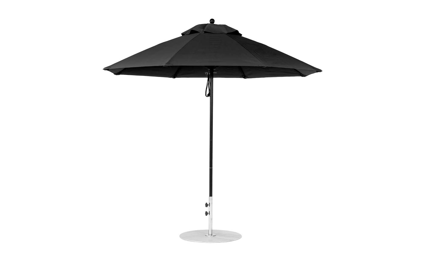 grain belt patio umbrella 9' Octagon Pulley Essential Fiberglass Umbrella Turquoise / White