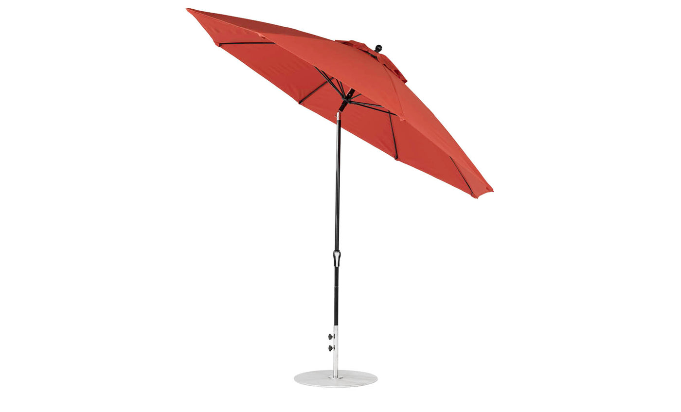 auto open patio umbrella 11' Octagon Crank Auto Tilt Essential Fiberglass Umbrella Pacific Blue / Matte Silver
