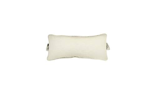 The Ledge Lounger Signature Headrest Pillow, a rectangular off-white cushion with subtle edge piping, is set against a white background and offers in-pool relaxation with customizable comfort.