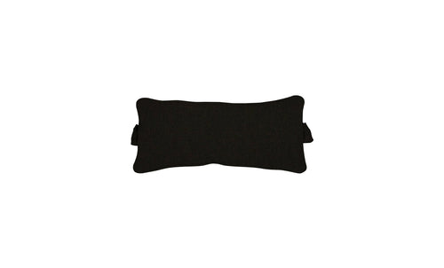 The Ledge Lounger Signature Headrest Pillow is a rectangular black pillow with a soft, textured surface and two small fabric loops on each side, ideal for in-pool relaxation. It’s centrally placed against a white background.