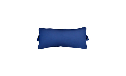 The Signature Headrest Pillow by Ledge Lounger is a rectangular blue cushion with subtle piping ideal for added comfort, shown against a plain white background.