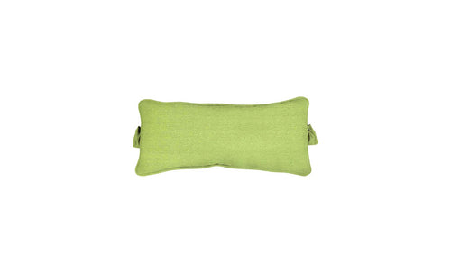 The Signature Headrest Pillow from Ledge Lounger is a rectangular green cushion with textured fabric and side handles, perfect for in-pool relaxation. Its customizable options complement any outdoor style.