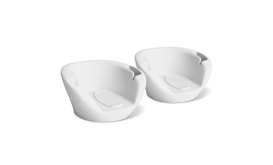 Revised product description: Two identical Upgrade Your Autograph Chaise Armrest Consoles by Ledge Lounger, side by side on a plain white background—an ideal sample set for comparing comfort and safety features.