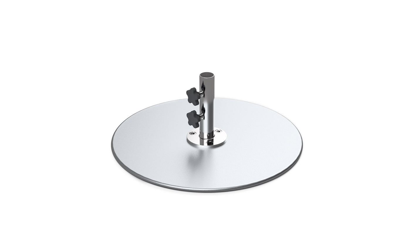 base for patio umbrellas Ledge Lounger Galvanized Steel Stack Umbrella Base, Matte Silver - 185lbs - 18 Stem