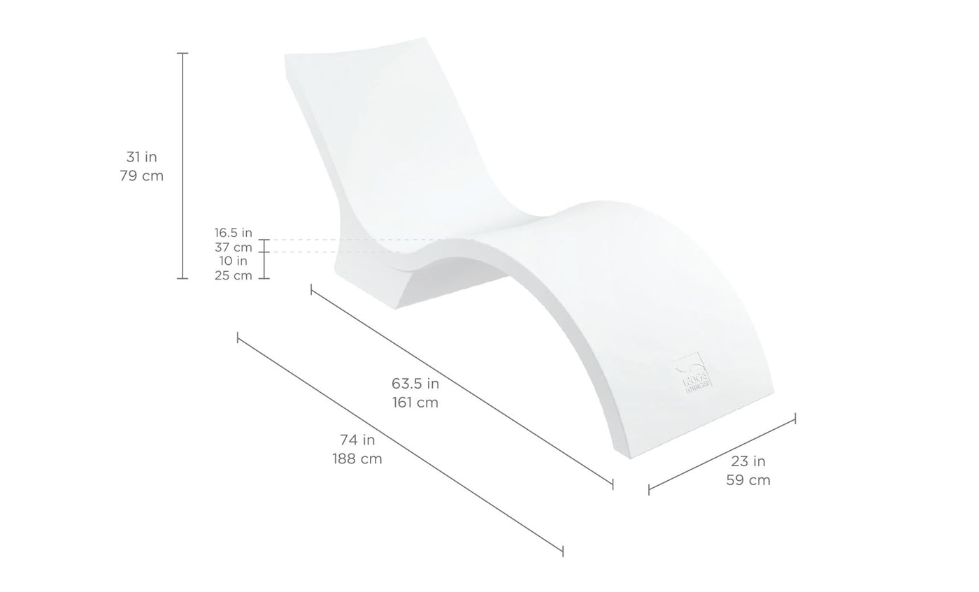 The Signature Chaise Deep by Ledge Lounger, in a sleek white curved design, is perfect for your sun shelf. Dimensions: 31 H x 74 L x 23 W; others: 16.5, 37, 10, and 25, ideal for a chic tanning ledge setup.