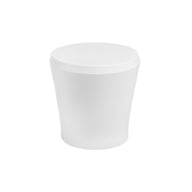 The Affinity Side Table by Ledge Lounger is a modern, white cylindrical piece with a wider top, featuring a smooth finish and minimalist design. Ideal as an outdoor or in-pool accessory, it stands elegantly against a plain white background.