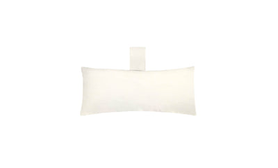 The Ledge Lounger Autograph Headrest Pillow is a rectangular pillow with a loop on top, made from durable marine-grade fabric. It offers comfort for lounging anywhere, either on land or in the pool, while its design remains elegantly simple in plain white.