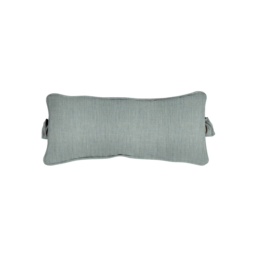The Signature Headrest Pillow by Ledge Lounger is a light gray rectangle with a soft, smooth texture and a subtle seam around the edge for a neat finish.