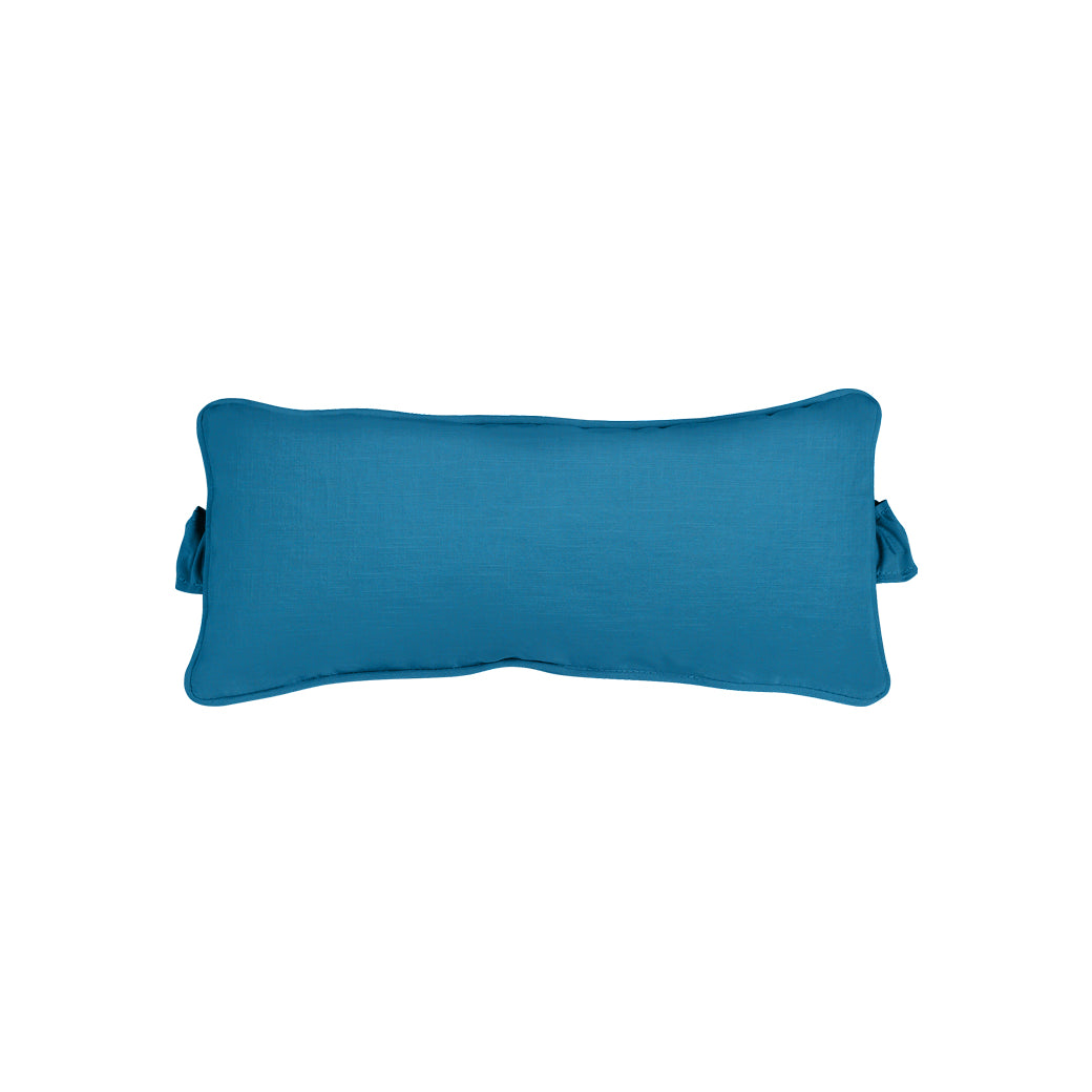 The Signature Headrest Pillow by Ledge Lounger is a rectangular, smooth-textured teal pillow set against a plain white background. (Final Sale).