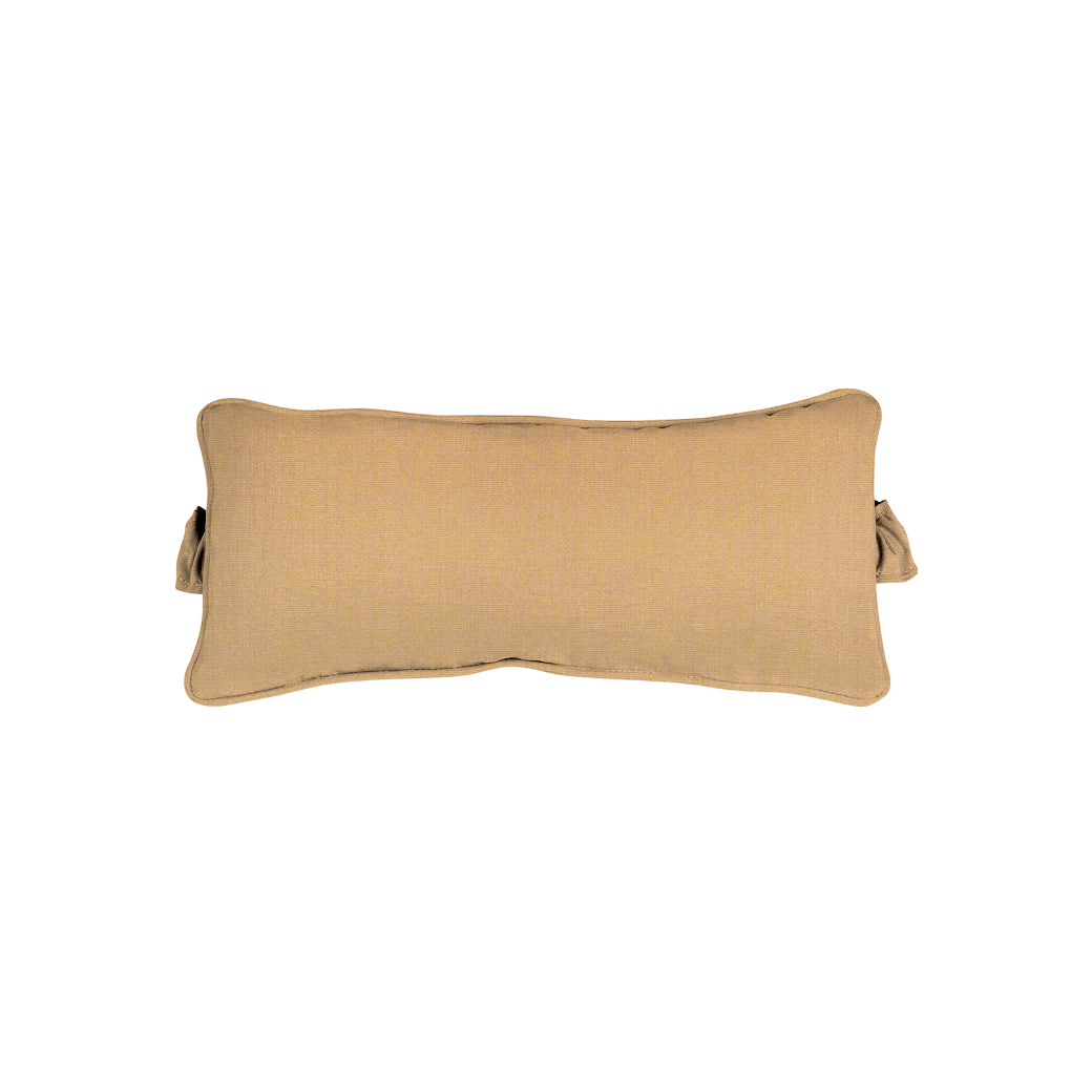 The Signature Headrest Pillow by Ledge Lounger is a final sale item featuring a beige, rectangular shape with textured fabric on a white background and simple edge stitching.