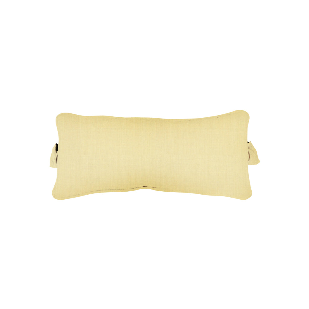 A rectangular, light beige Signature Headrest Pillow by Ledge Lounger with a subtle fabric texture is centered against a white background.