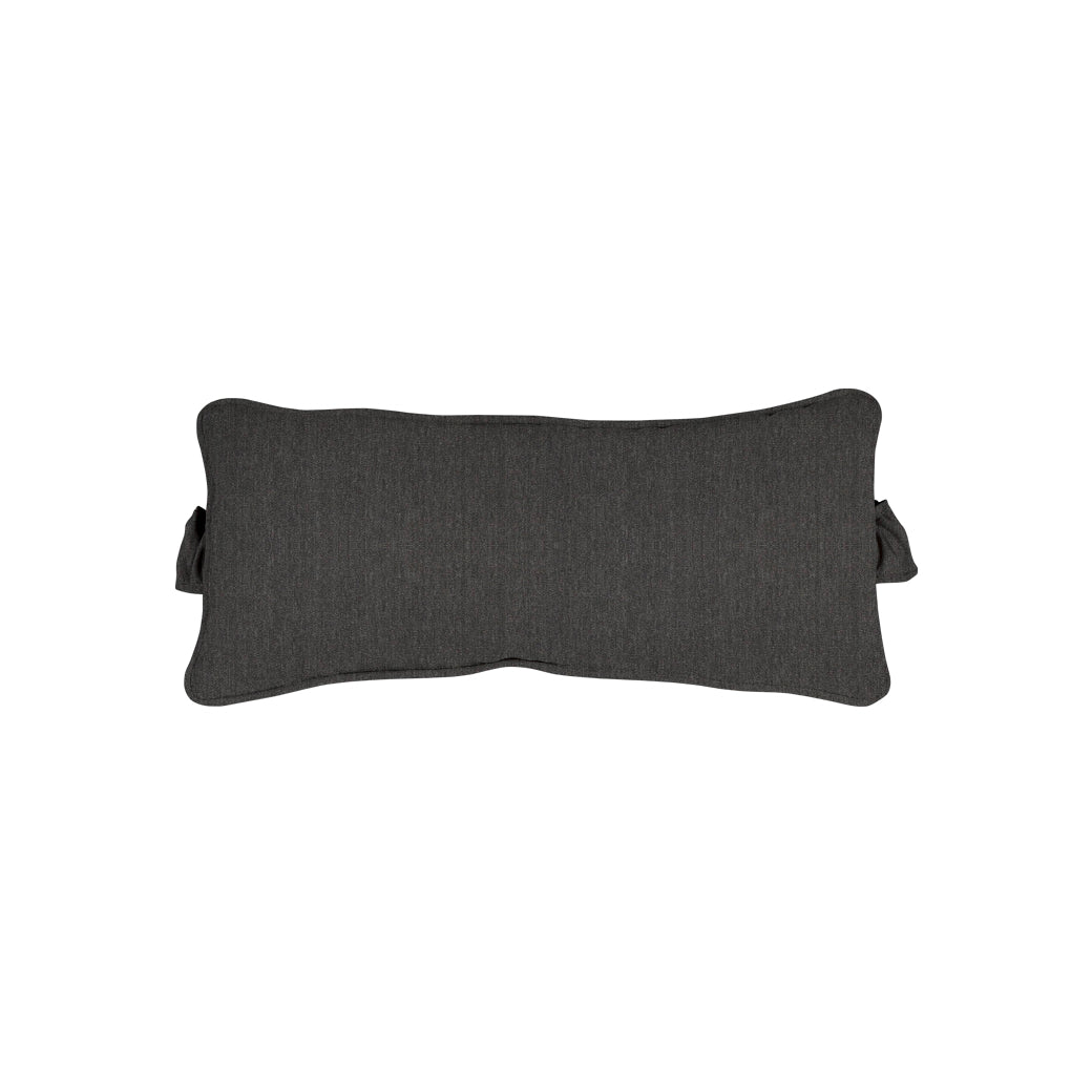 The Signature Headrest Pillow by Ledge Lounger is a rectangular dark gray pillow with fabric backing and side handles, showcased against a white background. Final Sale.