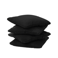 A stack of four black Bean Bags from Ledge Lounger is arranged on a white background, offering the durability and comfort of premium cushions.