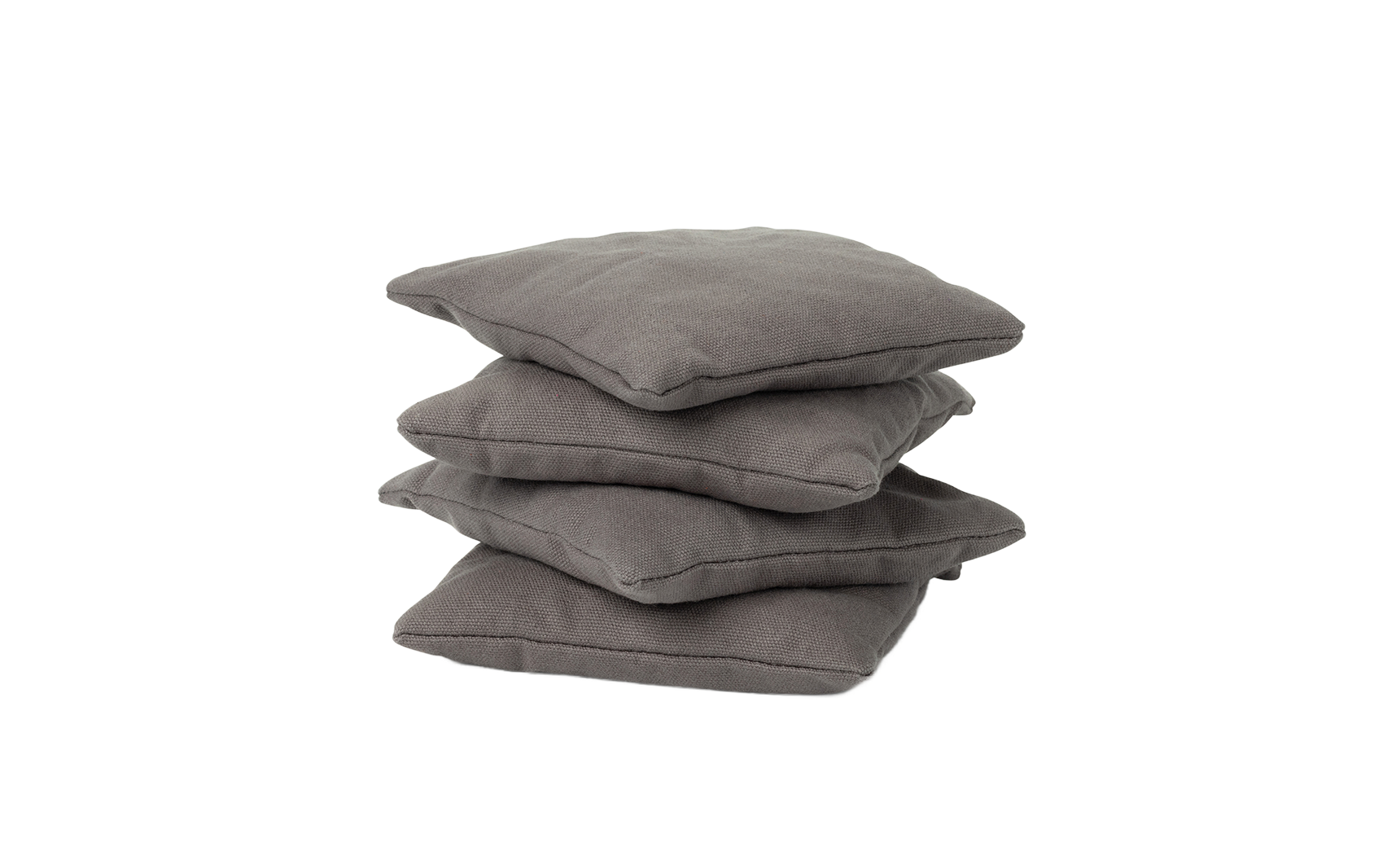 The Ledge Lounger Bean Bags Set of Four, in gray fabric, is arranged on a white background—ideal outdoor bean bags for your next cornhole set.