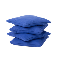 Four blue Bean Bags Set of Four by Ledge Lounger are stacked neatly on top of each other against a plain white background.