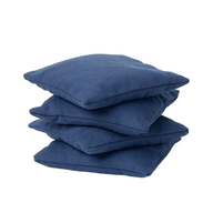 A set of four blue Bean Bags from Ledge Lounger is stacked in a slightly uneven pile against a white background.