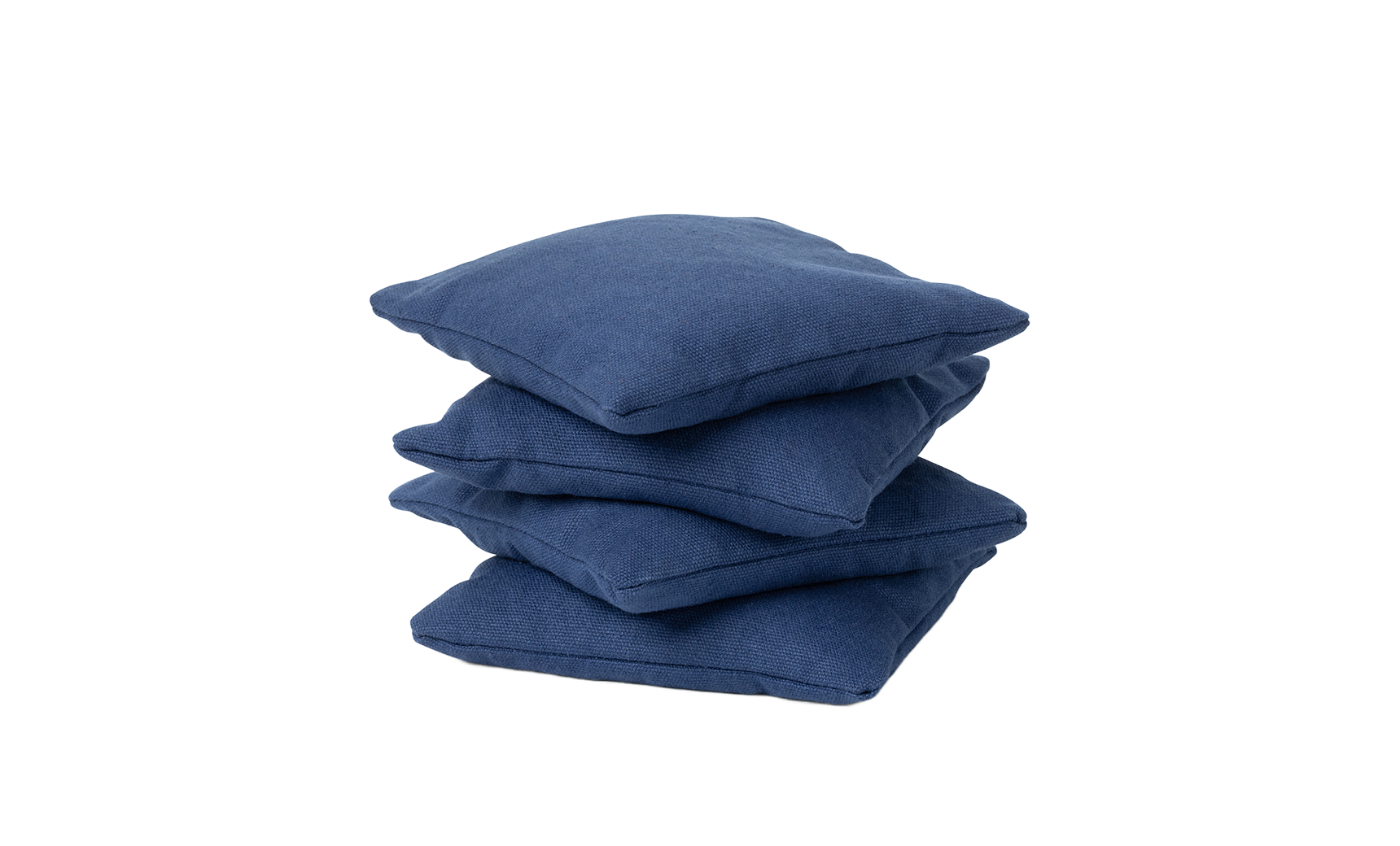 A set of four blue Bean Bags from Ledge Lounger is stacked in a slightly uneven pile against a white background.