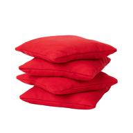 A set of four bright red Ledge Lounger Bean Bags is arranged neatly on a white background.