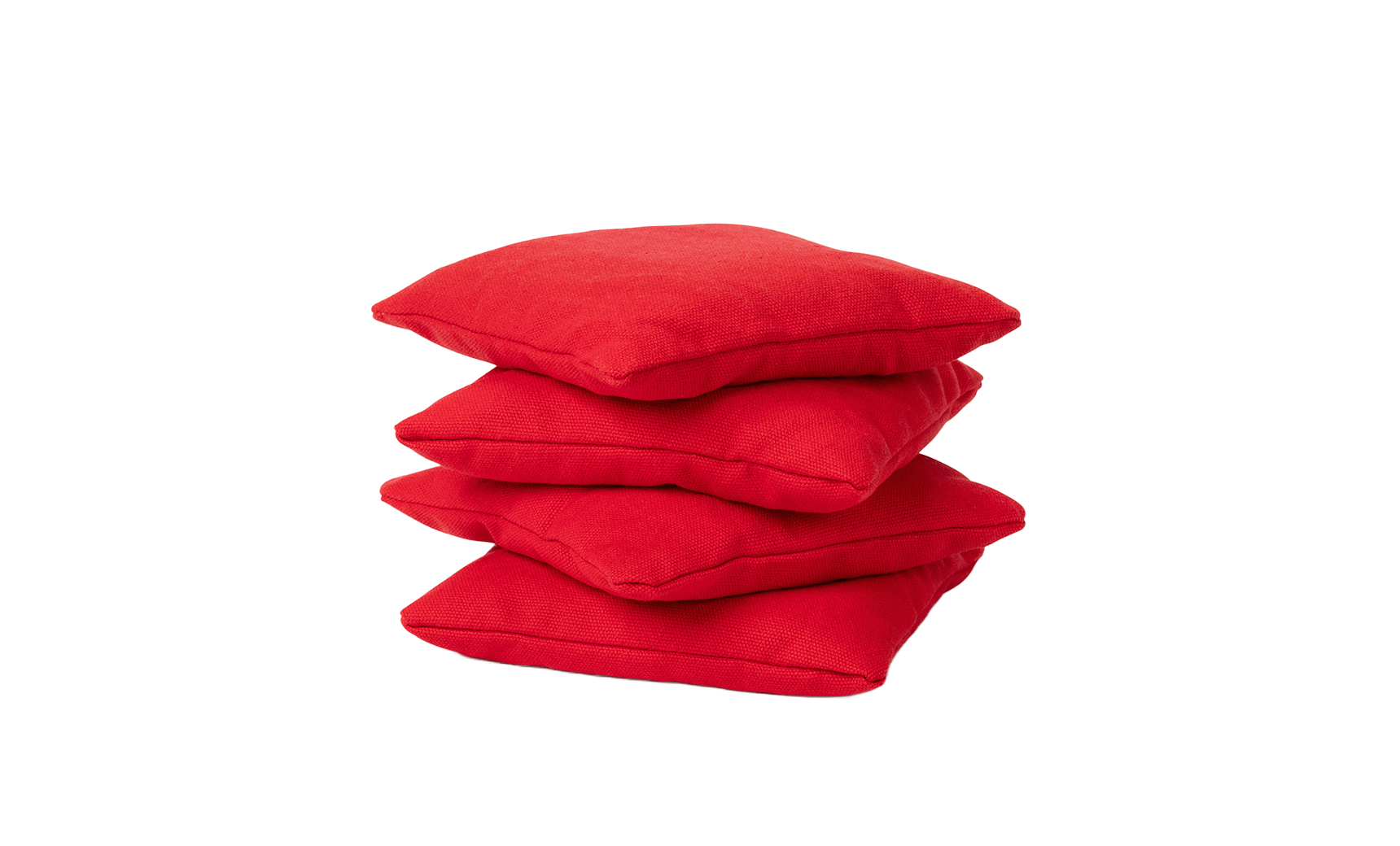 A set of four bright red Ledge Lounger Bean Bags is arranged neatly on a white background.