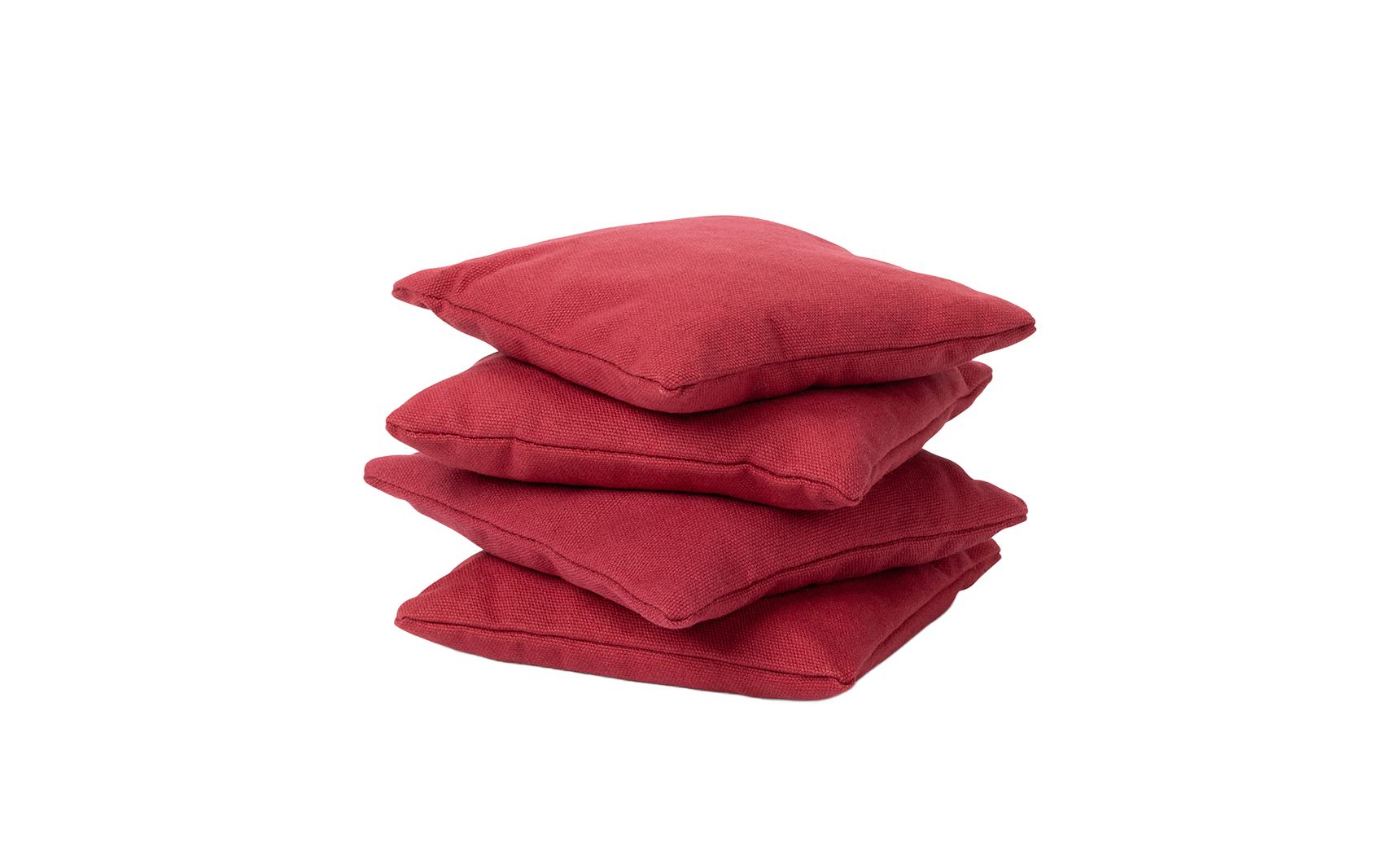 A stack of four Ledge Lounger Bean Bags Set of Four, in vibrant red, neatly arranged on top of each other against a white background—great for pairing with your outdoor bean bags or cornhole set.
