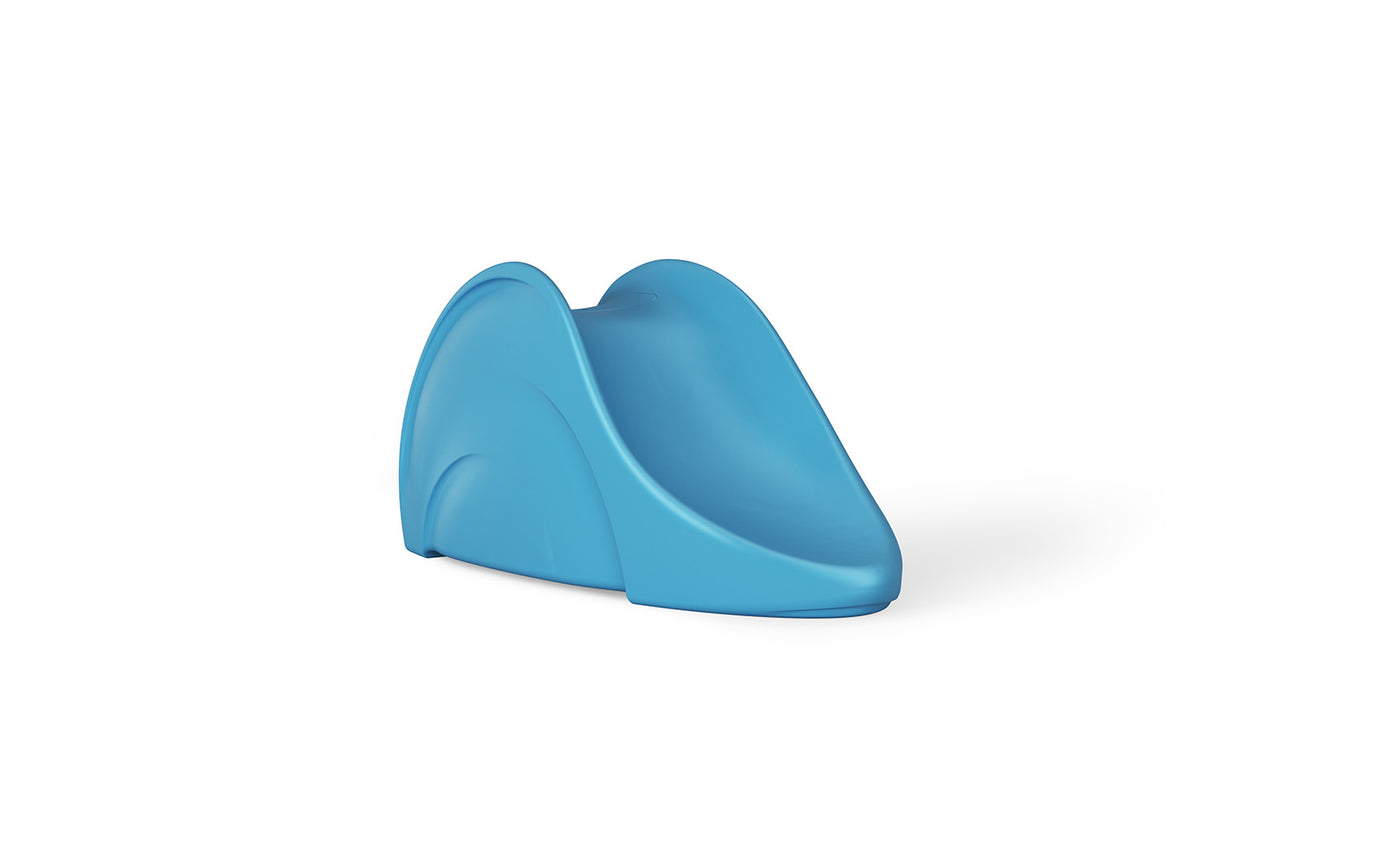 Introducing the Signature Slide by Ledge Lounger, a blue plastic marvel for indoor play, set against a crisp white background.