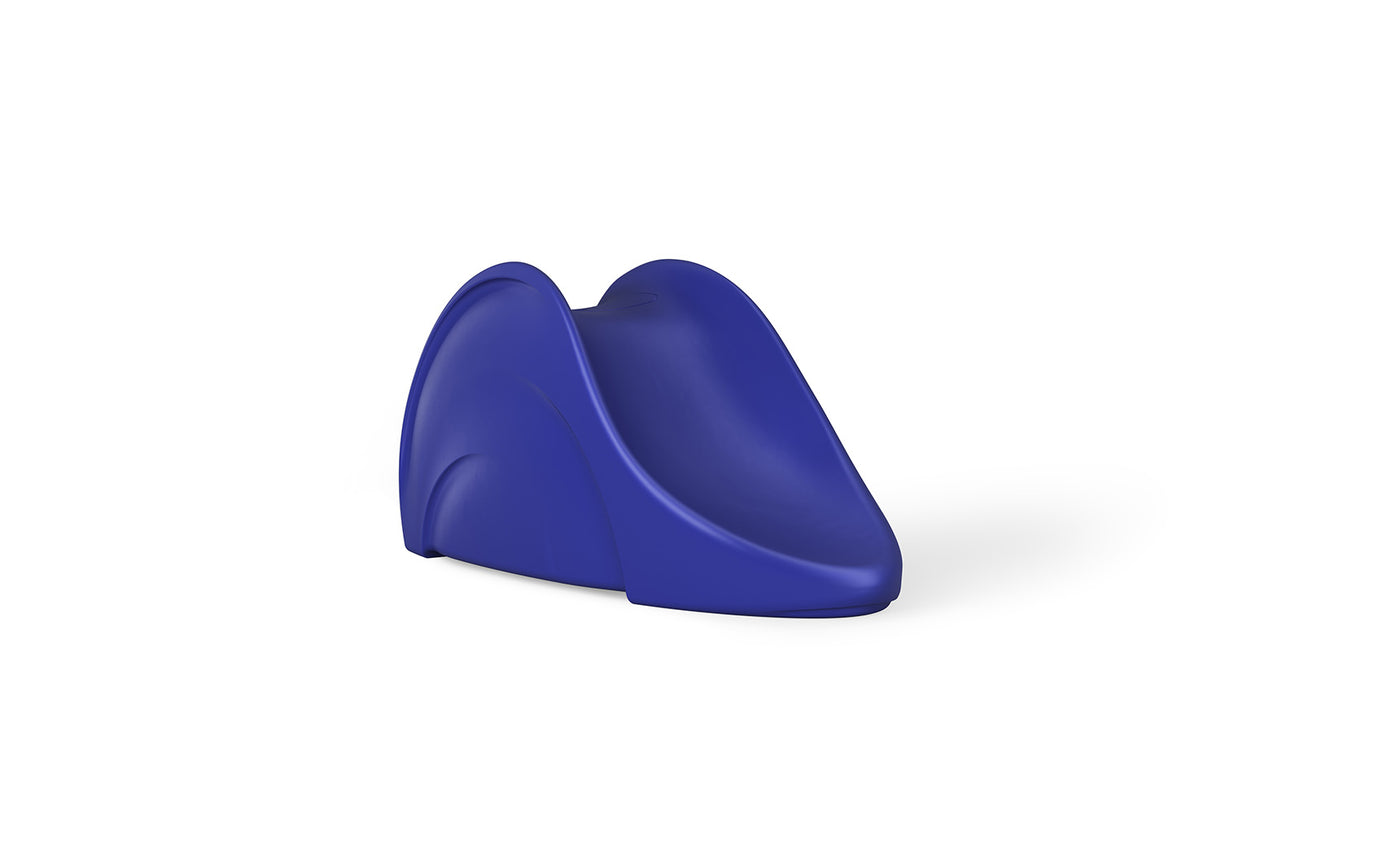 The Ledge Lounger Signature Slide is a delightful small blue slide for children, perfect for poolside or tanning ledges. It includes two side rails and a smooth, slightly curved surface for easy sliding fun against a white backdrop.