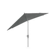 Displayed against a white background, the 8.5 Square Signature 360° Tilt Umbrella by Ledge Lounger features a gray, rectangular cantilever design with a single pole. Crafted from premium materials, its open to reveal its modern design and smooth fabric, epitomizing outdoor elegance.