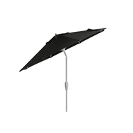 The 7.5 Octagon Signature 360° Tilt Umbrella by Ledge Lounger, featuring a black canopy and white pole and crafted from premium materials, brings outdoor elegance against a plain white backdrop.