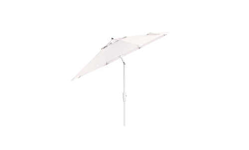 The 7.5 Octagon Signature 360° Tilt Umbrella by Ledge Lounger, with its central pole and premium materials, captures outdoor elegance when opened to reveal its wide canopy against a plain white background.