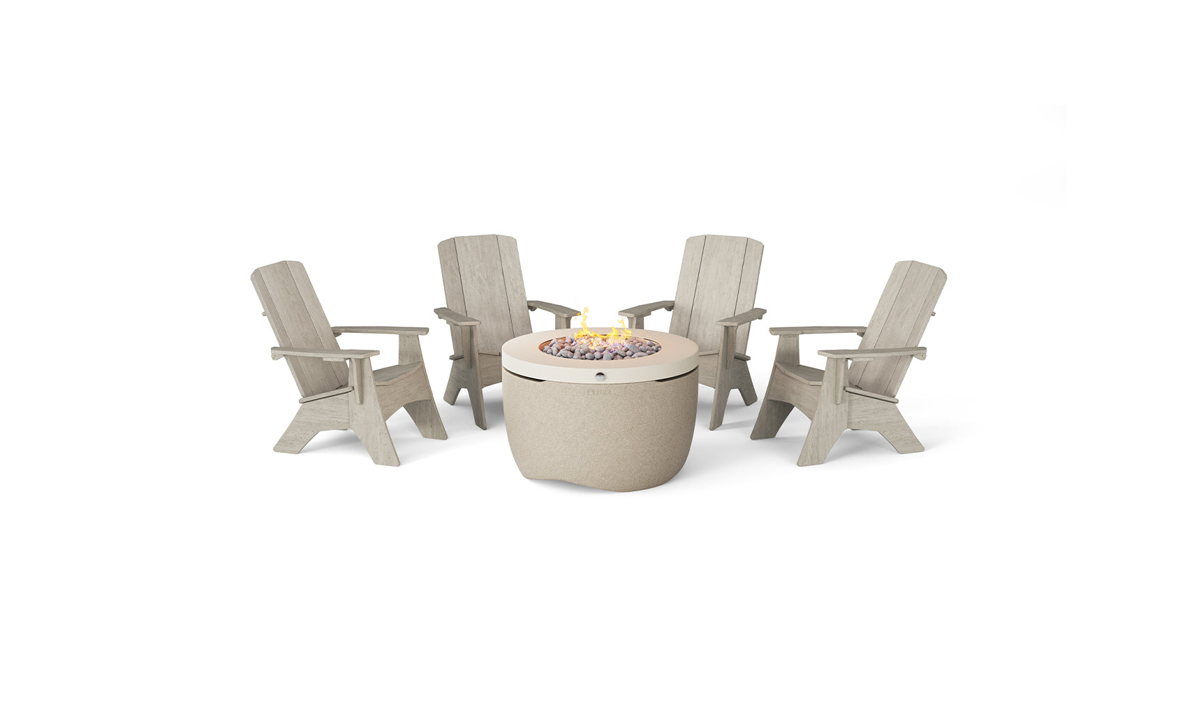 置物 Sunset Aglow 5 Piece Propane Fire Pit Bundle With Adirondack Chairs