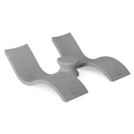 The Ledge Lounger Outdoor Oasis In-Pool Furniture Bundle includes a minimalist, gray L-shaped foam support with two curved sections and a central cylindrical part. Designed for ergonomic comfort and modern aesthetics, its perfect for adding style to your poolside essentials.