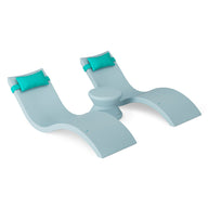 The Ledge Lounger Signature Chaise Headrest Pillow and Side Table In-Pool Set creates the perfect pool ledge furniture setup, bringing outdoor paradise to life against a crisp white background.