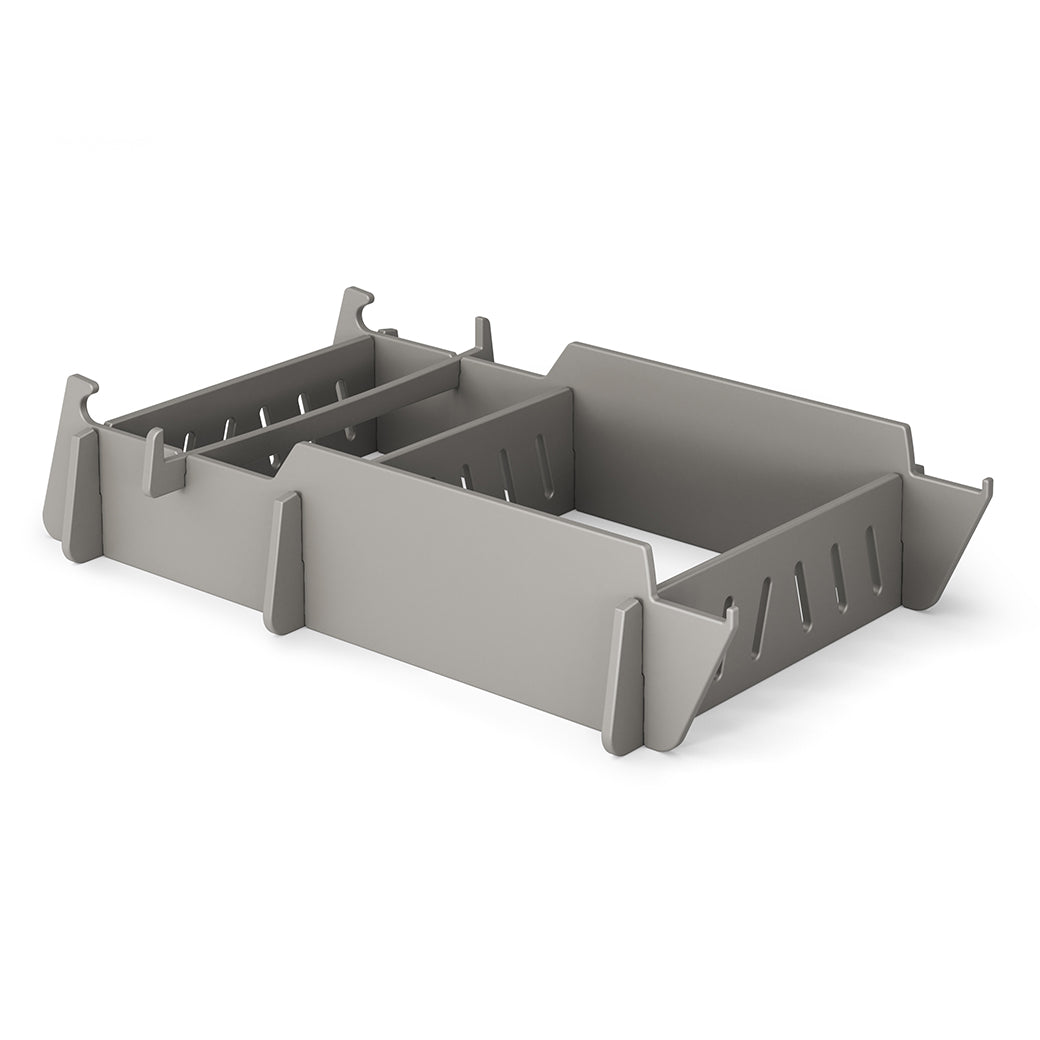 The Signature Lowback Chair Riser from Ledge Lounger is crafted in gray plastic with adjustable compartments ideal for organizing and storing items neatly.