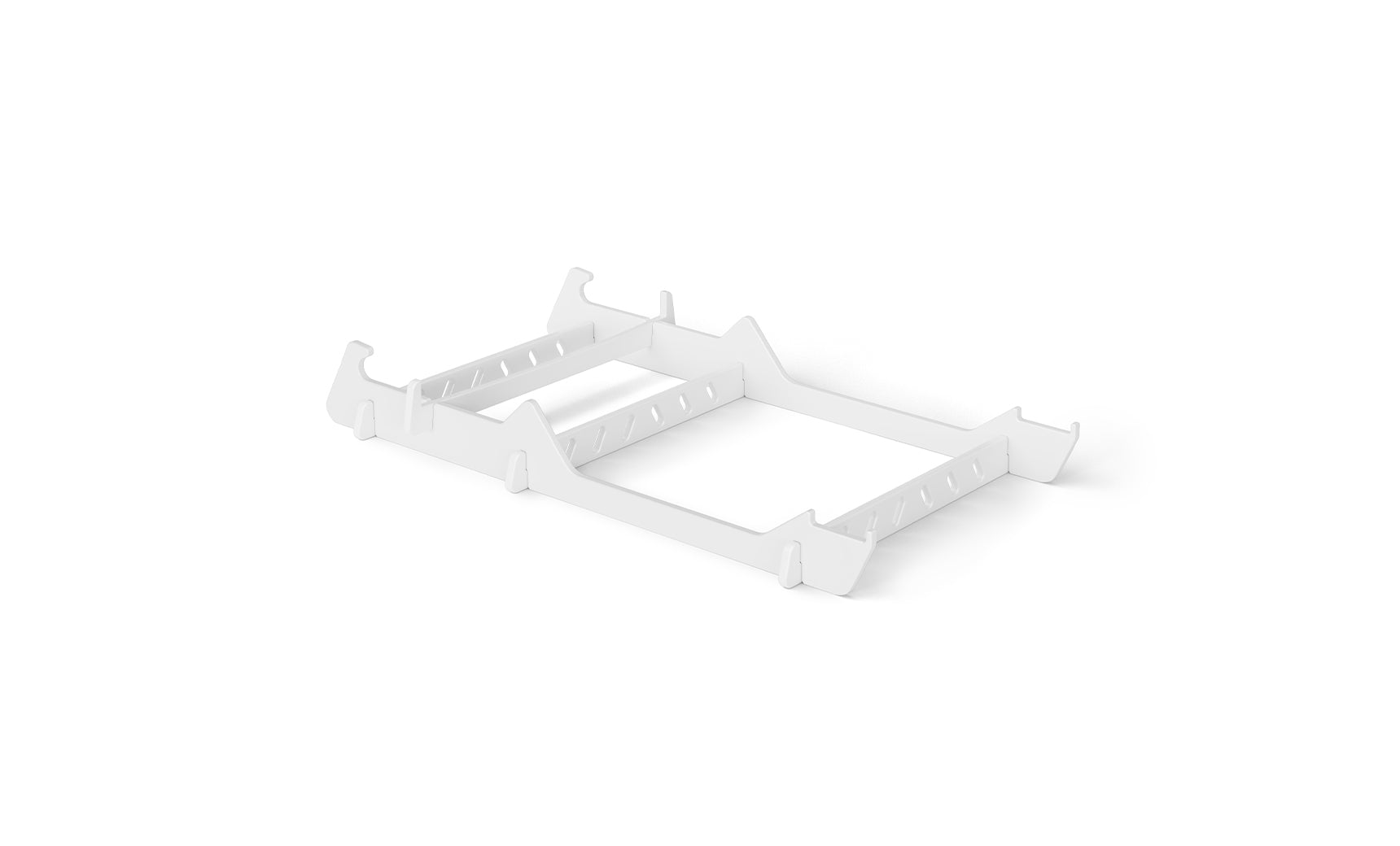 The Signature Chair Riser by Ledge Lounger is a white, rectangular collapsible plastic laptop stand with adjustable height settings, ideal for in-pool seats or outdoor day use, showcased against a plain white background.