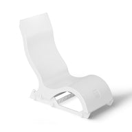 The Ledge Lounger Signature Chair With Short Riser is a modern white plastic lounge chair with a curved, ergonomic design and high backrest, perfect for stylish poolside seating or as a comfortable tanning ledge chair.