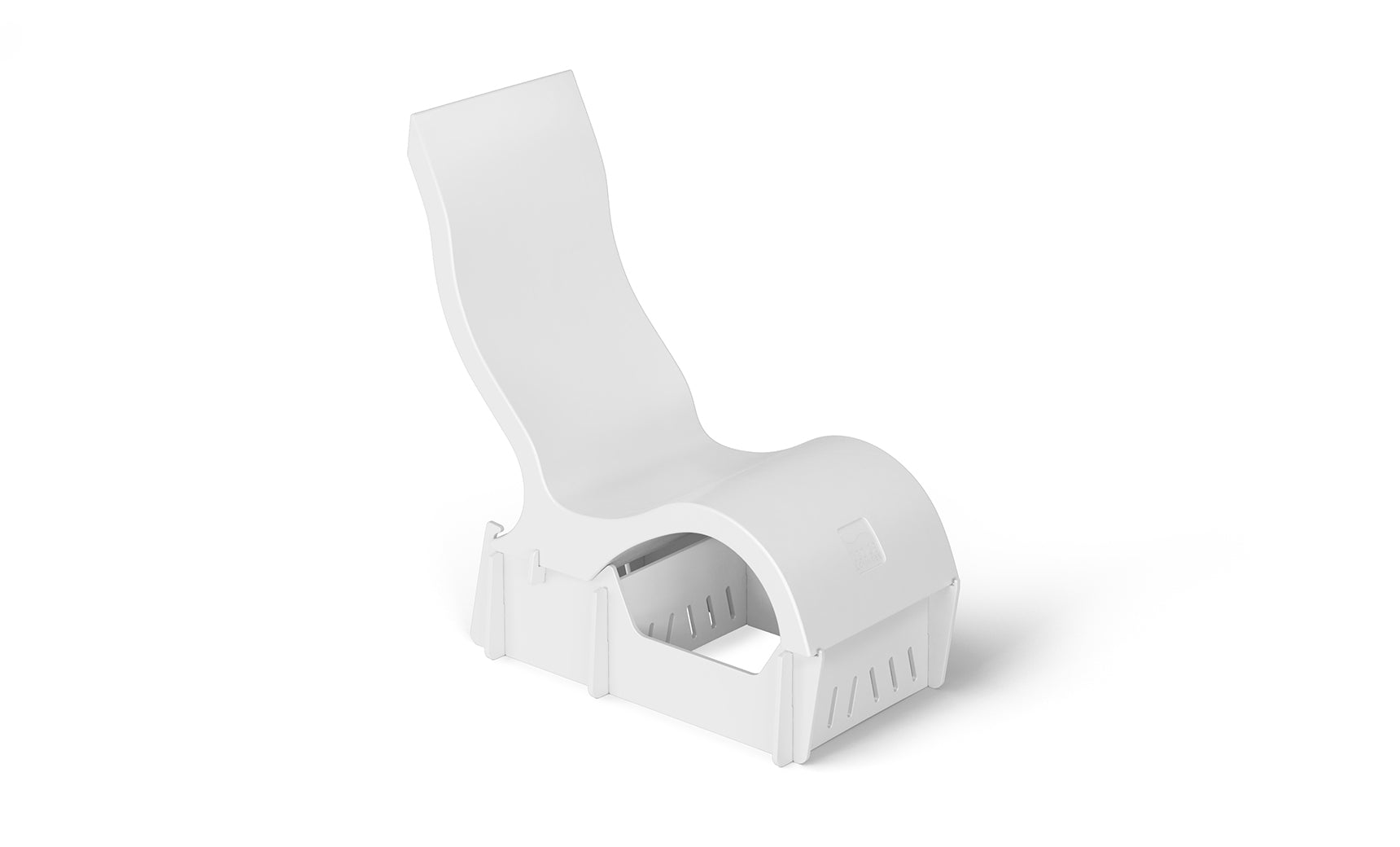 The Signature Chair With Medium Riser by Ledge Lounger is a modern white plastic lounge chair with a curved backrest and seat, perfect as an in-pool lounger for outdoor or poolside seating, shown on a plain white background.