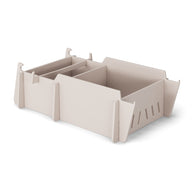 Keep your Signature Lowback Chair With Medium Riser by Ledge Lounger organized with this light beige, rectangular plastic organizer featuring three compartments and dividers—perfect for storing poolside or tanning ledge chair essentials.