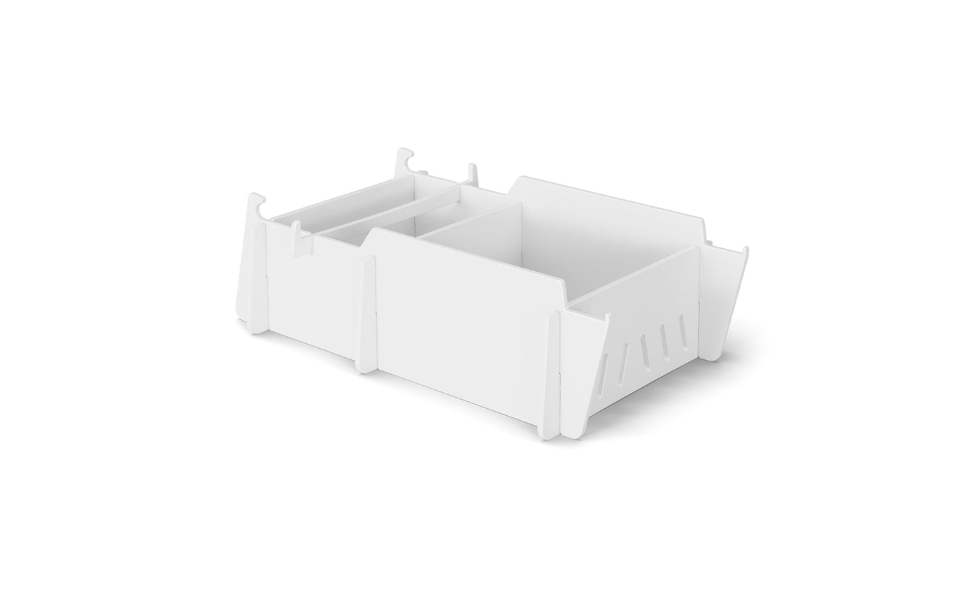 The Signature Lowback Chair With Medium Riser by Ledge Lounger features a modern, minimal design perfect for poolside use. Its white, rectangular form complements outdoor loungers and tanning ledges. Shown here on a plain white background.