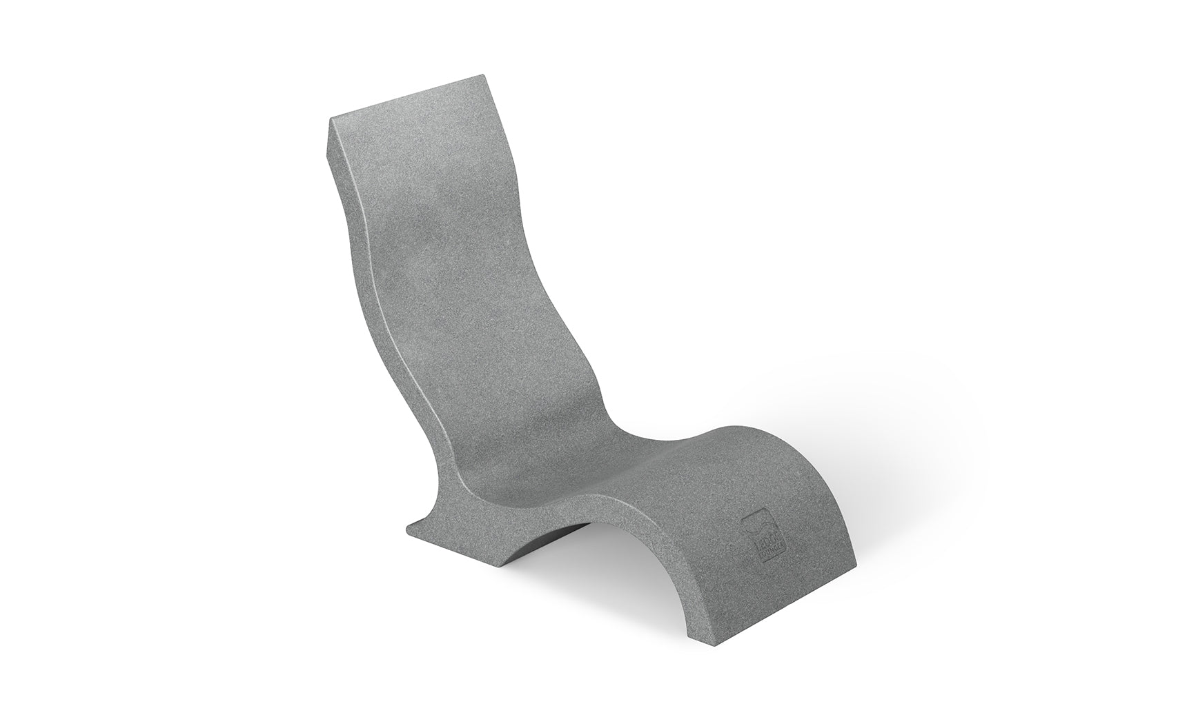 The Ledge Lounger Signature Chair With Short Riser is a modern gray lounge with smooth wave-like curves, crafted from solid material—ideal for stylish poolside seating and shown on a white background.