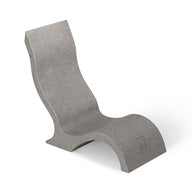 The Ledge Lounger Signature Chair With Short Riser features a smooth, wave-like gray design with an arched base, perfect for stylish tanning ledges. Photographed against a plain white background.