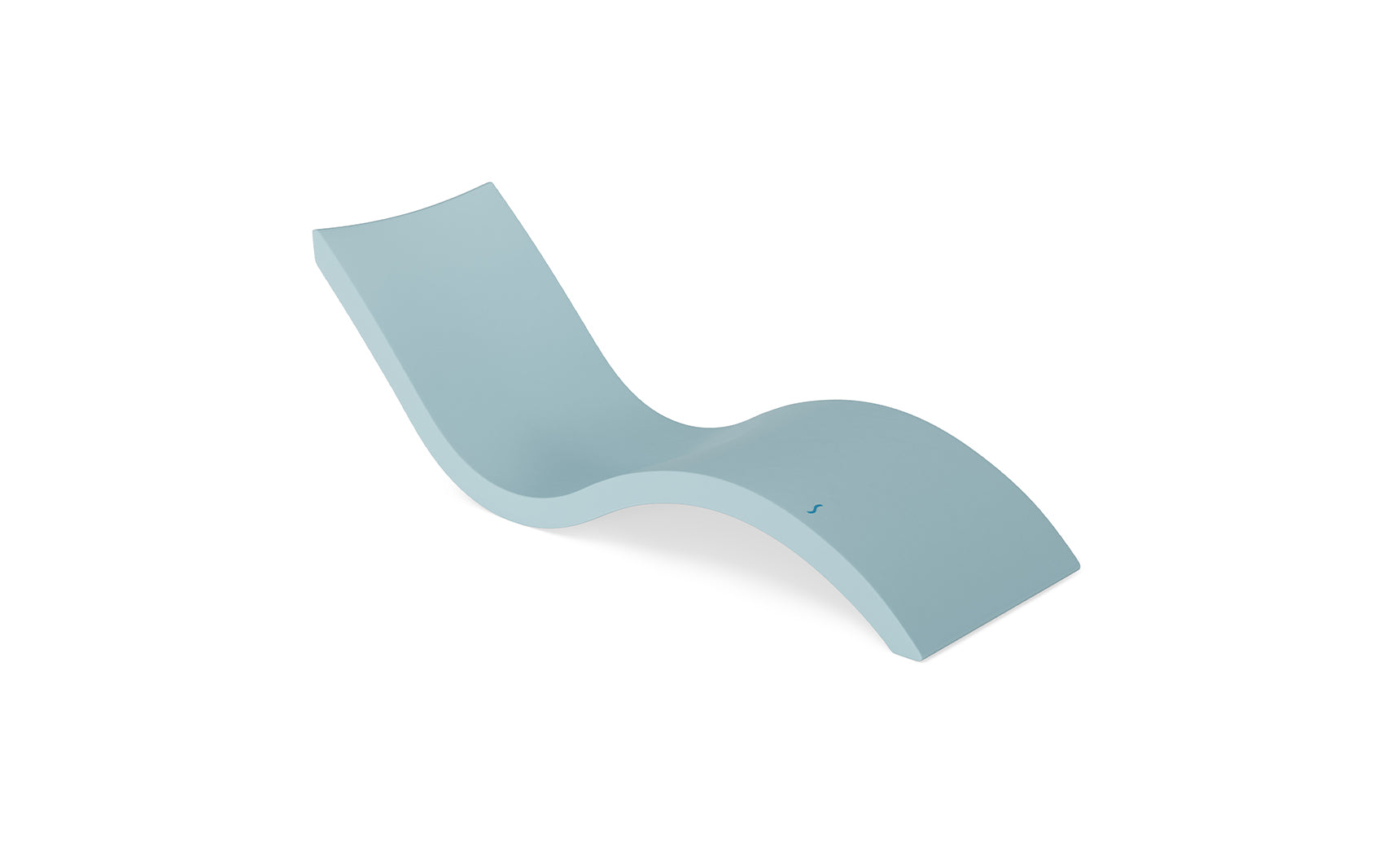 The Signature Chaise by Ledge Lounger is a modern, light blue lounger featuring a wavy, ergonomic design. Its sleek, minimalist look makes it ideal for poolside relaxation and outdoor comfort.