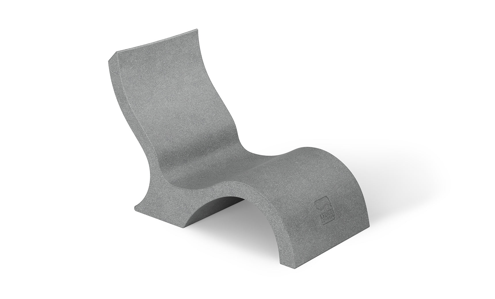 The Ledge Lounger Signature Lowback Chair With Short Riser offers modern poolside seating, featuring a sculpted gray design with a curved shape, elevated leg rest, and solid textured build—ideal for stylish outdoor relaxation.