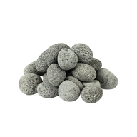 A small pile of Halo Firepit Lava Rocks by Ledge Lounger, featuring smooth, rounded gray stones on a white background—perfect as heat-resistant media for your firepit.